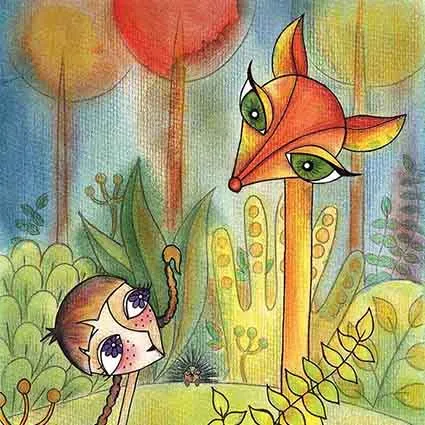 Whimsical children's picture book illustration with storybook characters